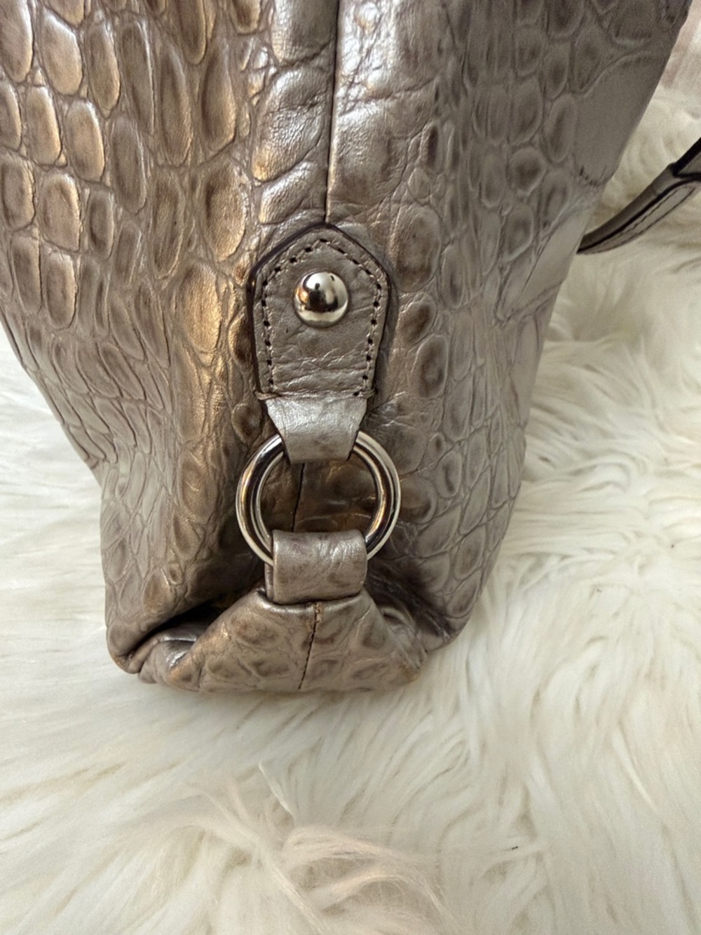 Coach Metallic Silver Croc-Embossed Tote#F20345 - Picture 15 of 15
